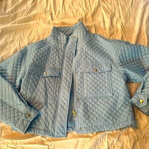 Crop jacket in dusty blue